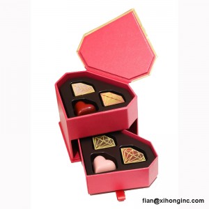 Boîte de carton de chocolat imprimée par coutume en forme de coeur de luxe de nouvelle conception